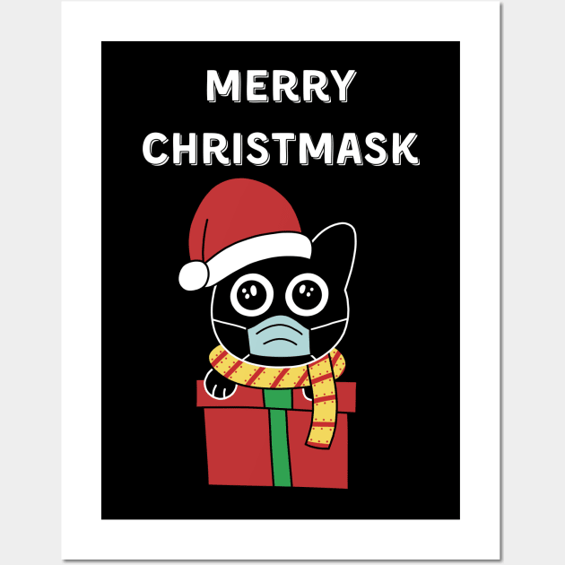 Merry Christmask Black Cat Wall Art by pako-valor